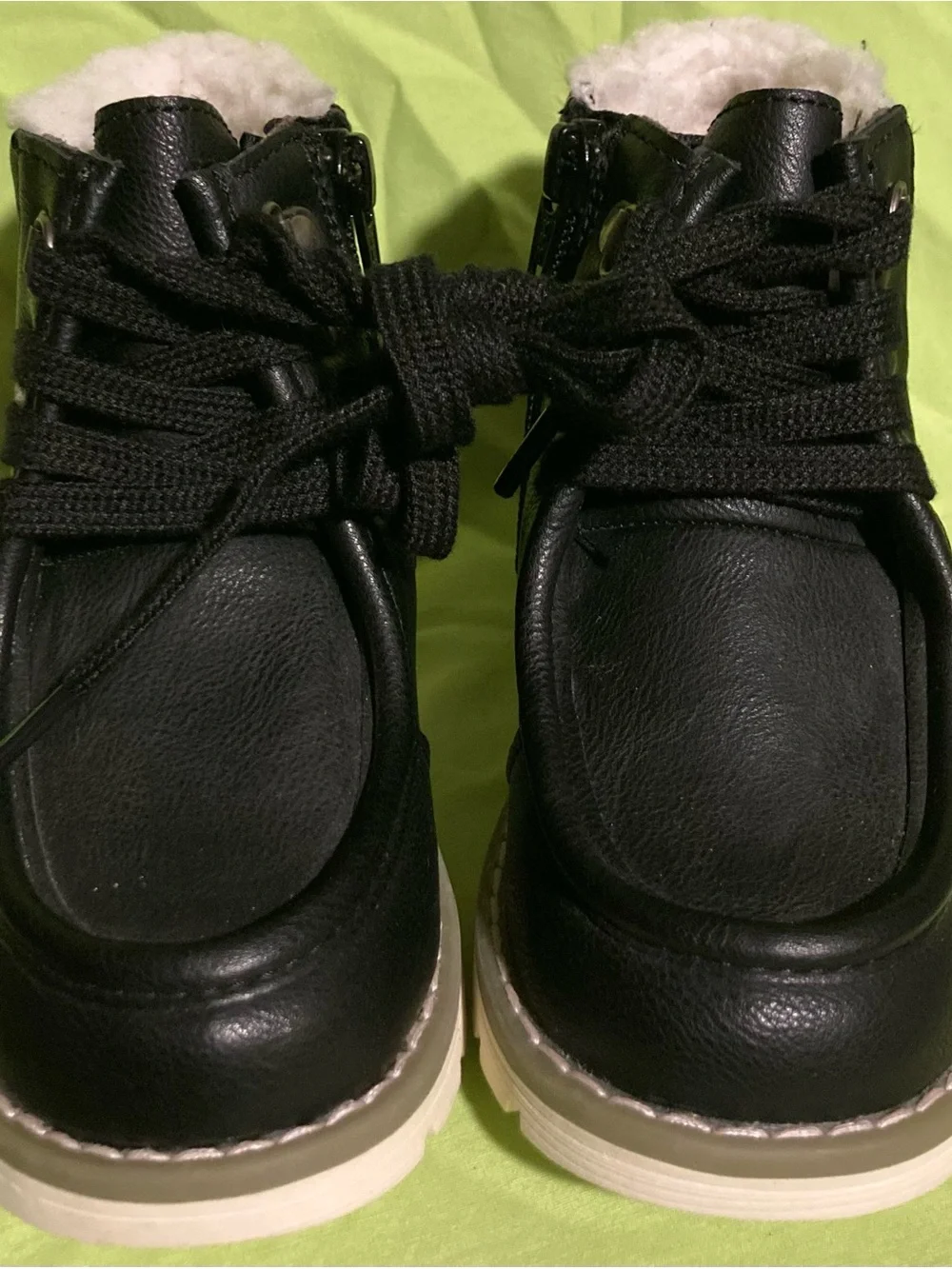 Kids Black Lace-Up Winter Boots with Faux Fur